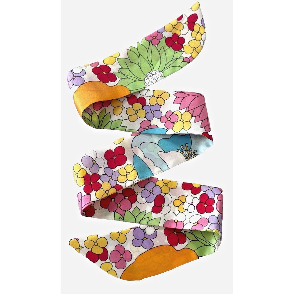 Women Floral Skinny Scarf Bag Handle Head Wrap 70s Hippie Boho Dreamy Retro Chic